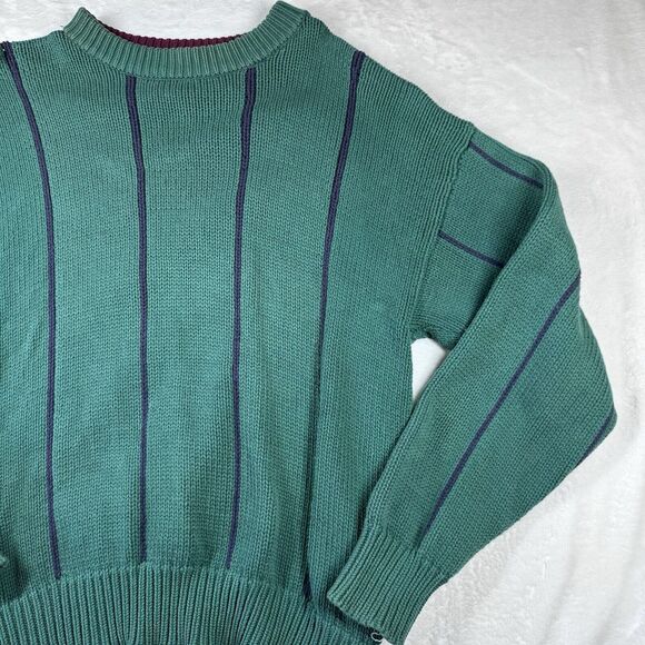 Vintage 90s Eddie Bauer Thick Knit Chunky Sweater Size L Green - Picture 2 of 12